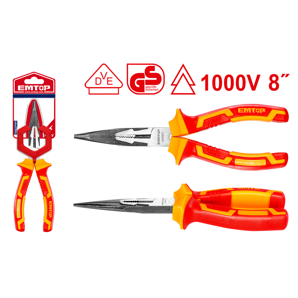 PINZA PUNTA LARGA INDUSTRIAL 8&quot; AISLADO 1000V - EMTOP