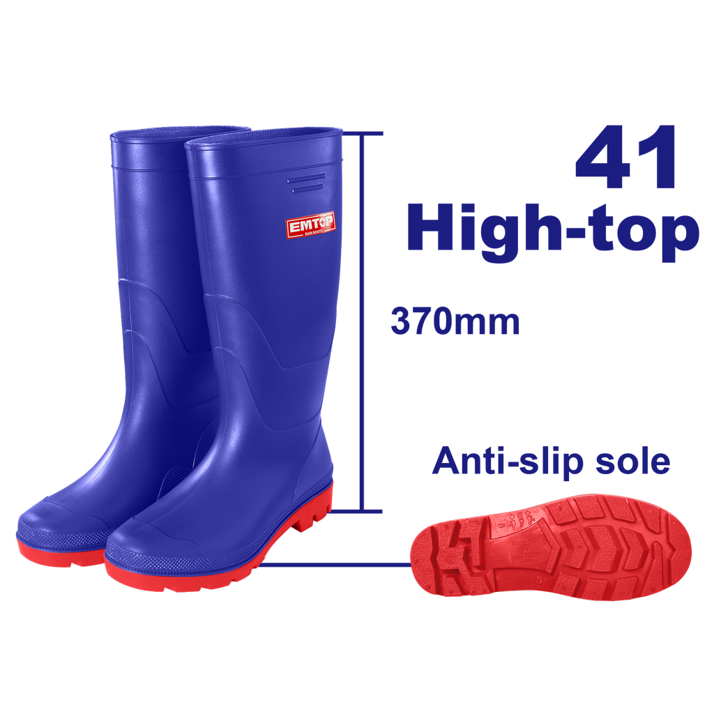 BOTAS PARA LLUVIA PVC TALLA 41 ANTIDESLIZANTES - EMTOP 