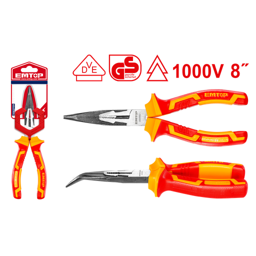 [52 ET EPLRB0831] ALICATE PUNTA DOBLADA INDUSTRIAL 8&quot; AISLADO - EMTOP