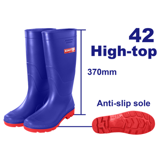 [52 ET ERBTL042] BOTAS PARA LLUVIA PVC TALLA 42 ANTIDESLIZANTES - EMTOP 